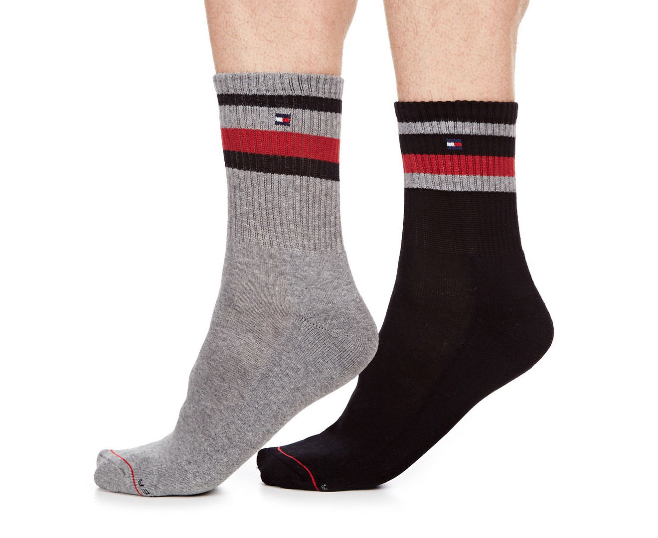 Tommy Hilfiger Men's Size 7-12 Short Crew Socks 2-Pack - Black/Grey ...