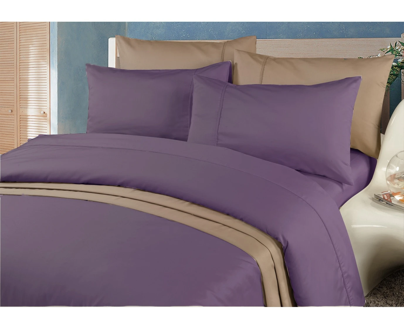 2000tc Five Star Luxury Queen Bed Sheet Set - Eggplant