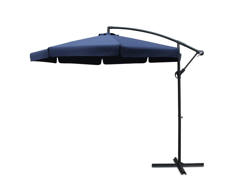 Instahut 3M Garden Outdoor Umbrella Cantilever Shade Yard Patio Market Navy