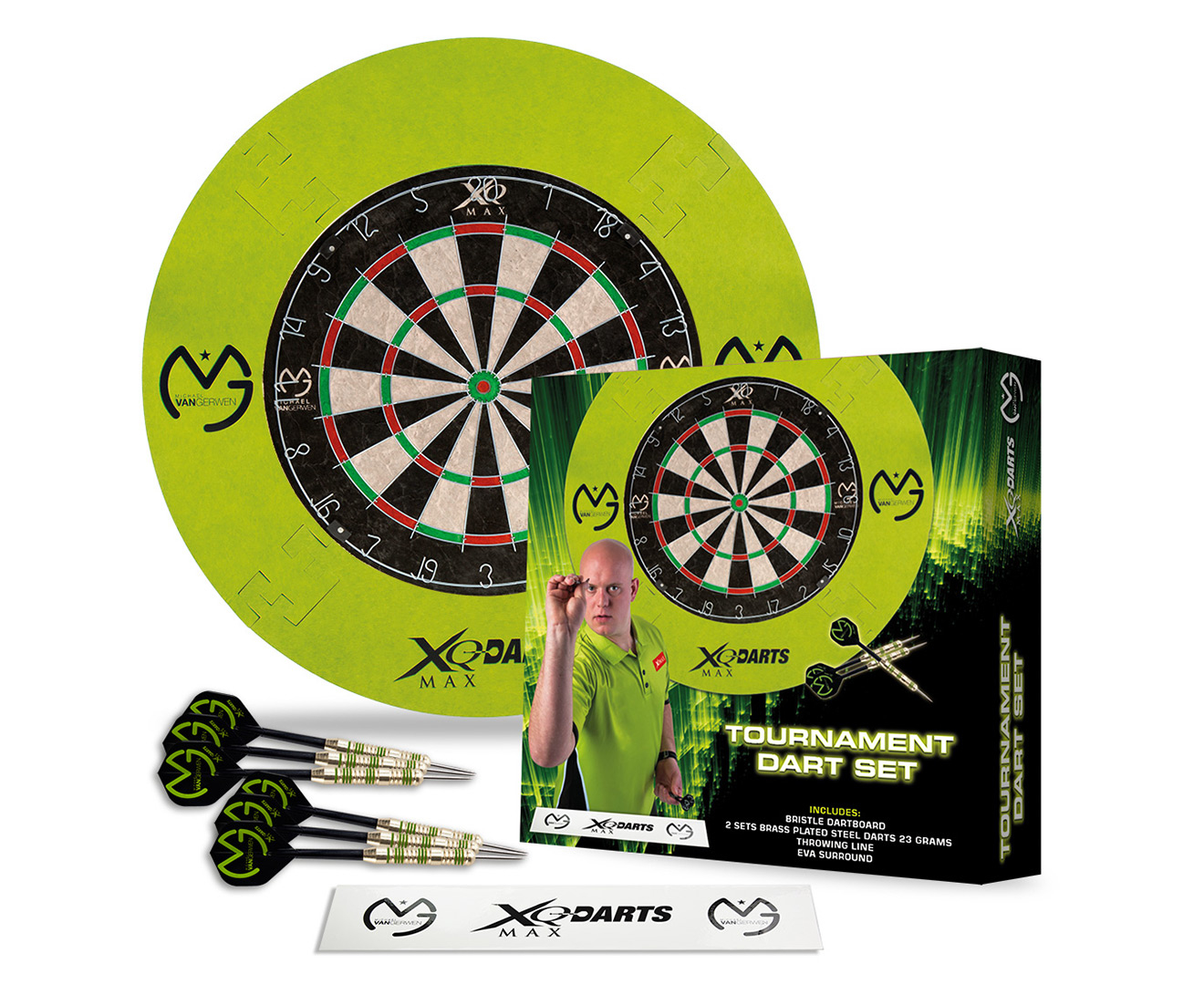 XQ Max Michael van Gerwen Tournament Dartboard Set w/ Steel Tip Darts