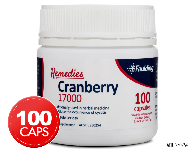 Faulding Remedies Cranberry 17000 100 Caps