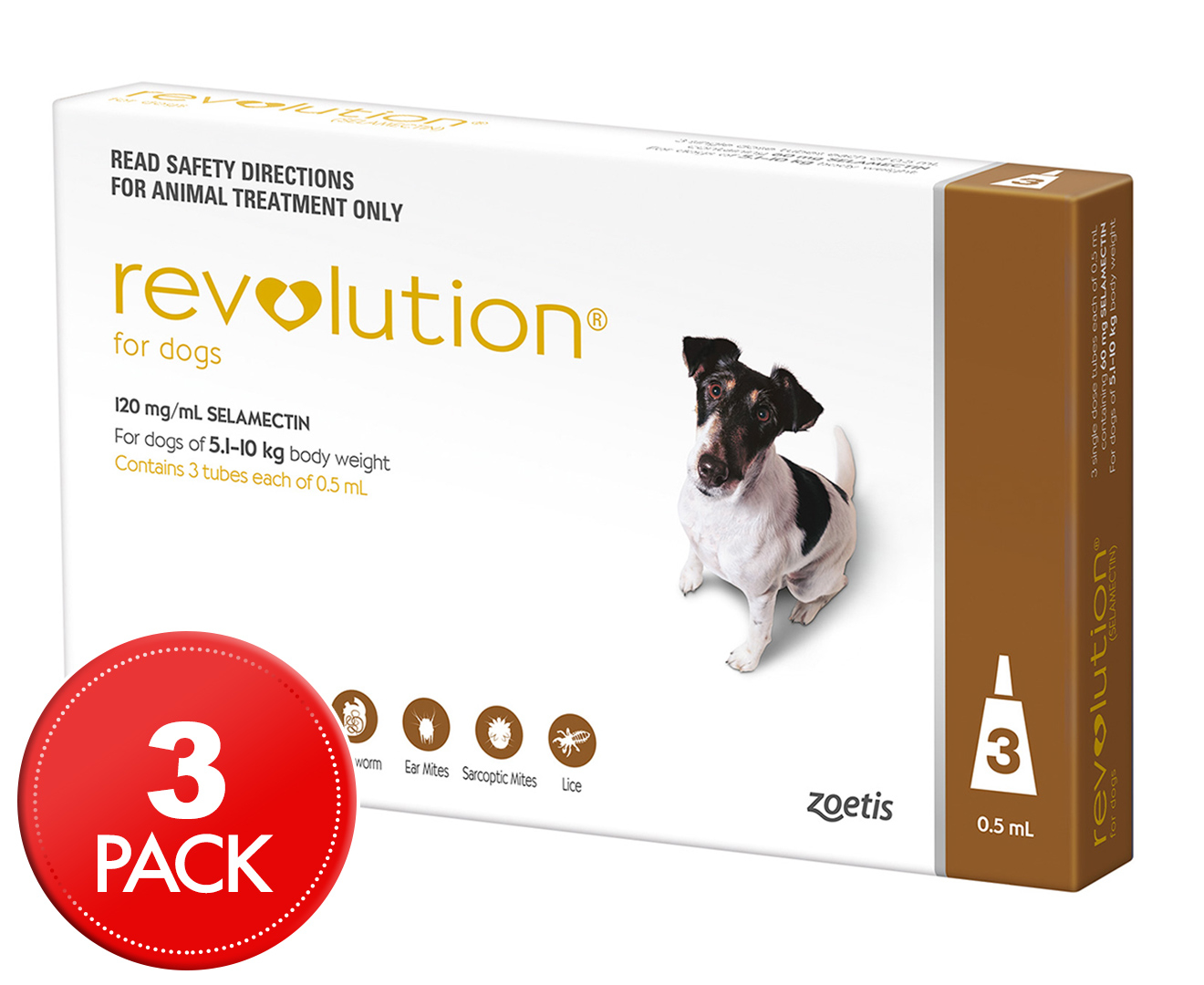 Revolution Flea & Worm Treatment For Medium Dogs 5.1-10kg 3pk | Catch.com.au