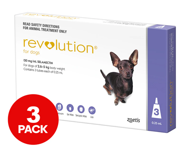 Revolution Flea & Worm Treatment For Small Dogs 2.6-5kg 3pk