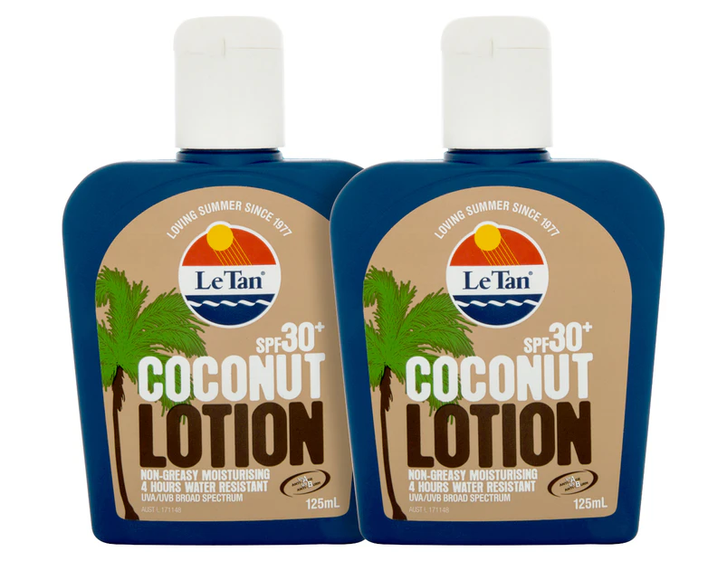 2 x Le Tan Coconut Lotion Sunscreen 125mL - SPF30+