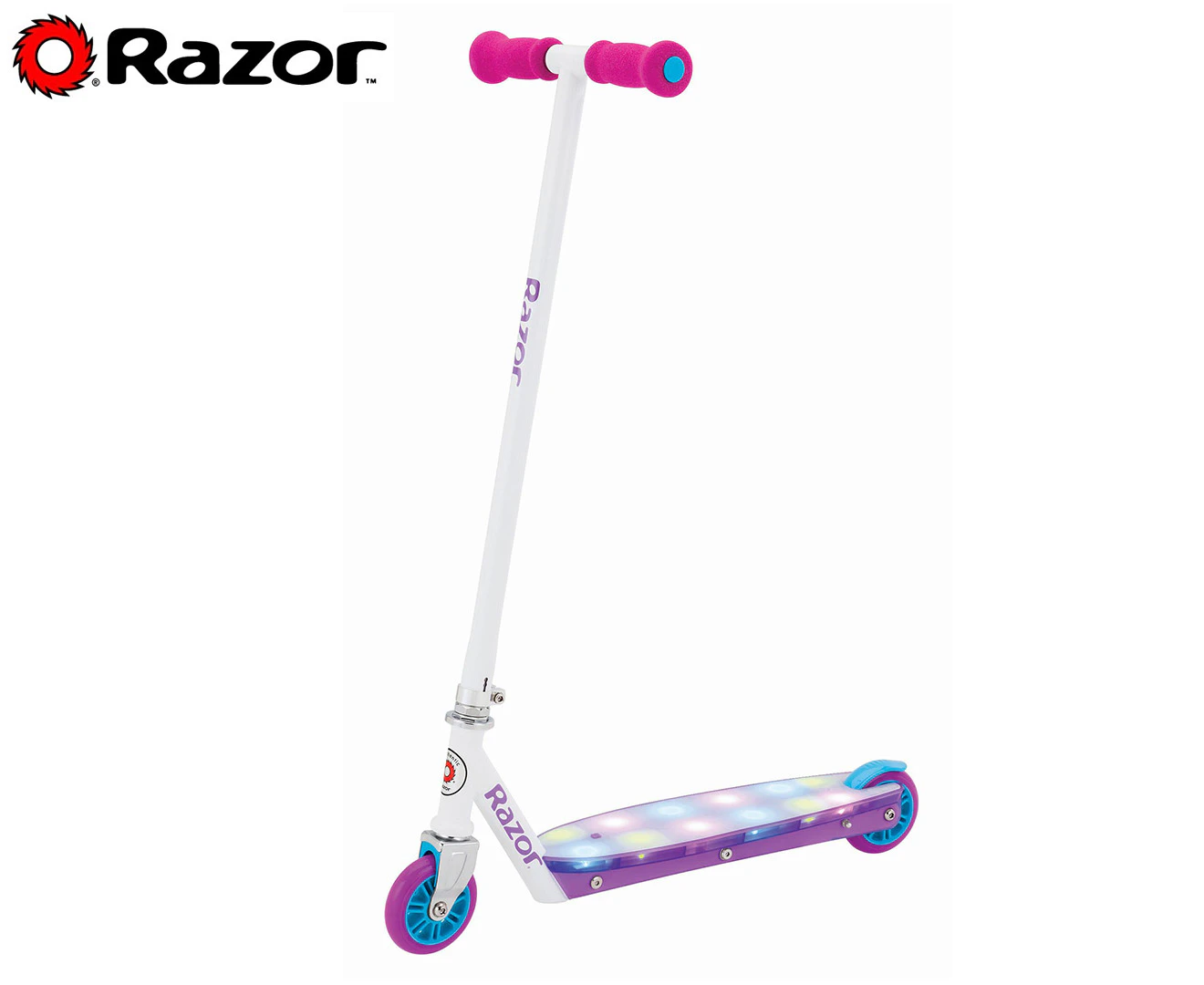 Razor Party Pop Push Scooter w/LED Lights Kids/Children 2 Wheel Ride On - Pink