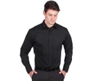 Van Heusen Men's Euro Fit Long Sleeve Dobby Shirt - Basic Black
