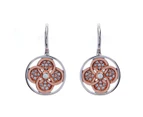 Sybella Rhodium & rose gold plate cubic zirconia disc earring
