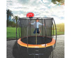 All 4 Kids 10 Ft Round Trampoline With Safety Net And Basket Ball Board