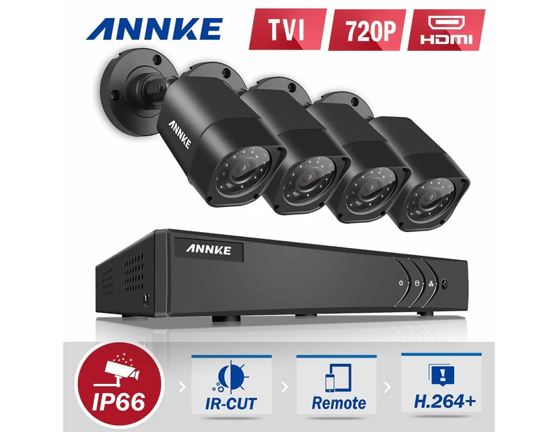 ANNKE CCTV Security Surveillance System 8CH TVI with 4 Bullet Security Cameras
