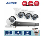 Annke HD 1080P 8CH POE Camera Surveillance System with 4 X 2MP Bullet Cameras
