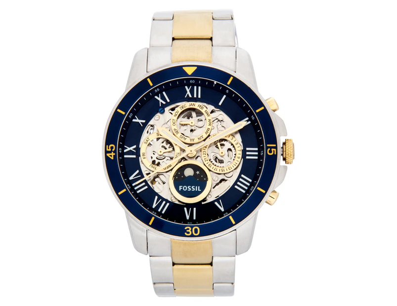 Fossil Men's 44mm Grant Automatic Watch - Skeleton/Gold/Silver