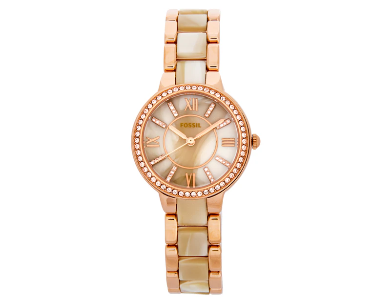 Fossil Women's 30mm Virginia Watch - Pearl/Rose Gold