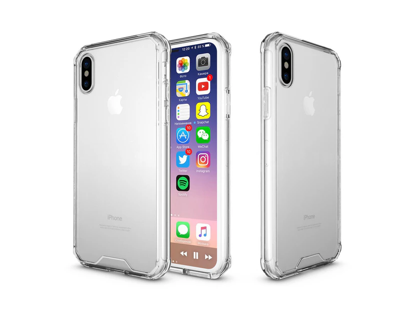 For Apple Iphone X - Clear Slimgrip Shockproof Hybrid Protective Case Tpu Trim Bumper