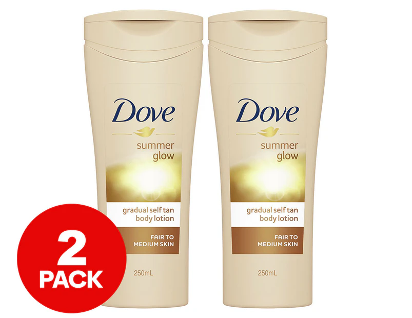 2 x Dove Summer Glow Gradual Self Tan Body Lotion 250mL - Fair To Medium Skin