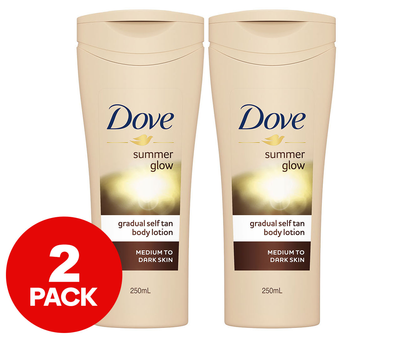 Kommuner Høj eksponering dragt 2 x Dove Summer Glow Gradual Self Tan Body Lotion 250mL - Medium To Dark  Skin | Catch.com.au