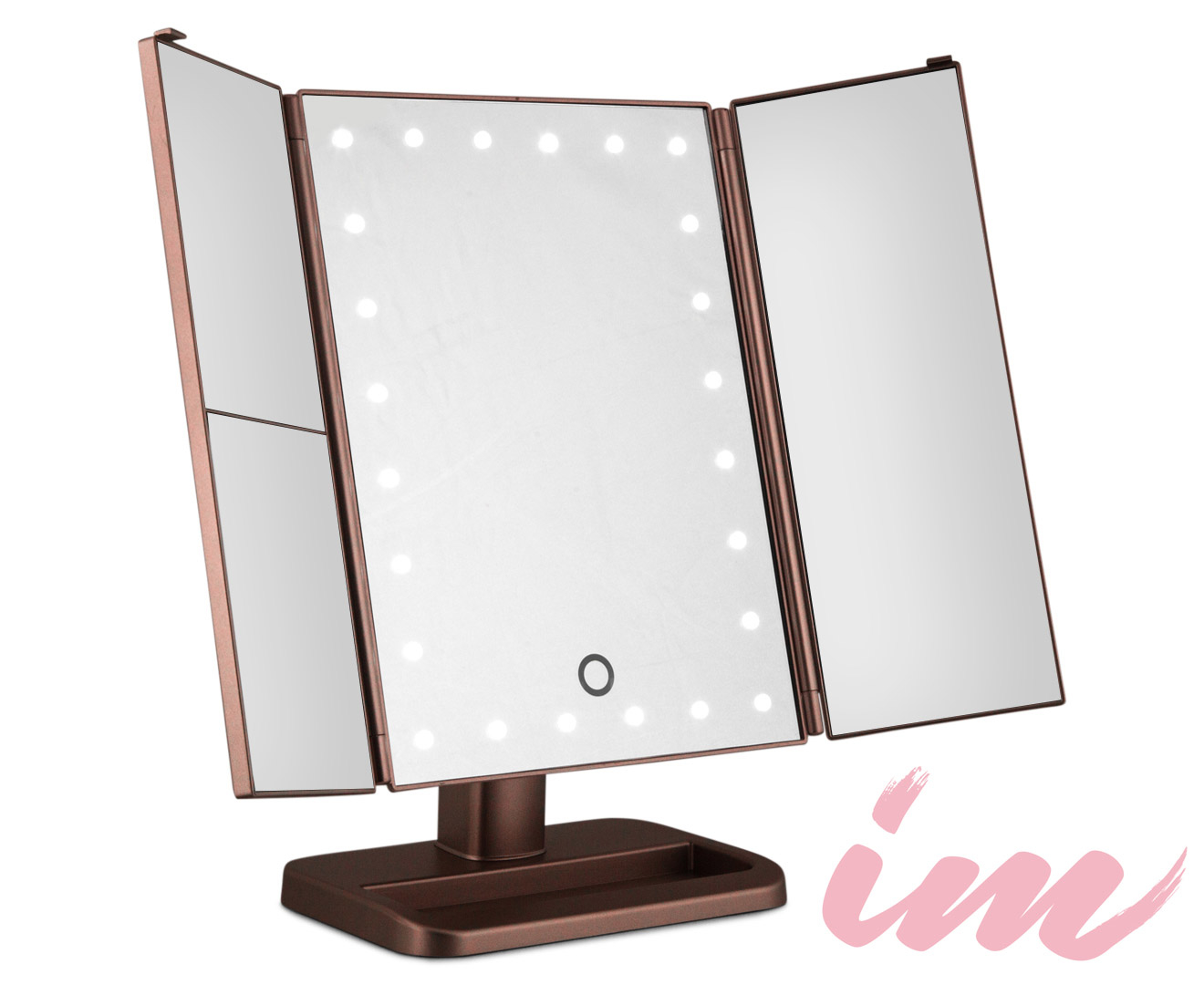 Illuminate Me 3-Way Makeup Mirror w/ LED Lights - Rose Gold  Scoopon 