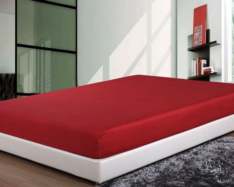 1000TC Egyptian Cotton Single Bed Fitted Sheet - Red