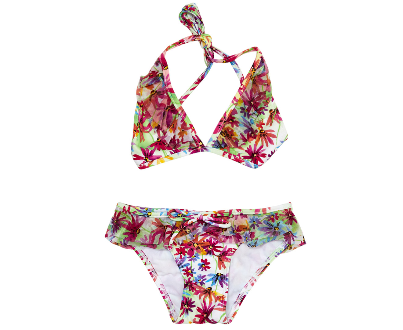 Cupid Girl Junior Daisy Frill Halter Bikini Set - White/Multi | Www ...