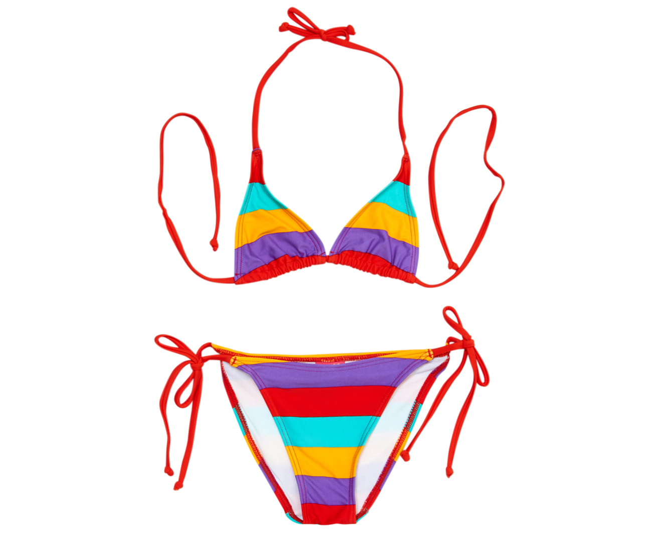 Cupid Girl Stripes Triangle Bikini Set - Multi | Catch.co.nz