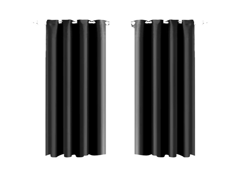 1 Pair Blockout Curtains Panels BLACK 300x230cm