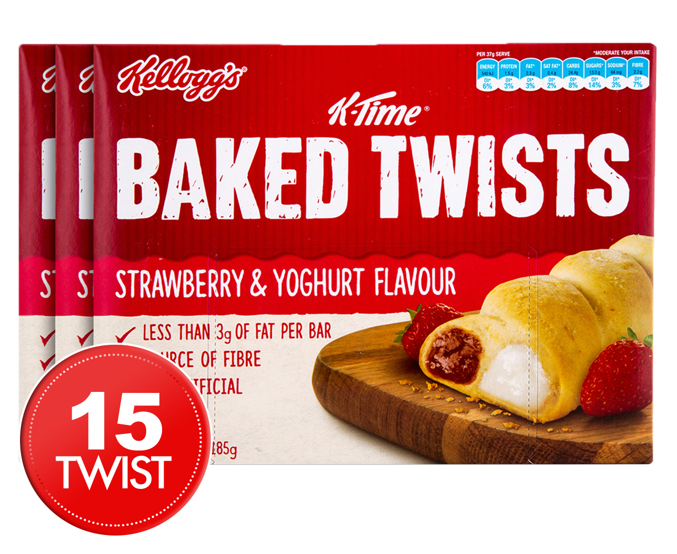 3 x Kellogg's K-Time Baked Twists Strawberry & Yoghurt 5pk | GroceryRun ...