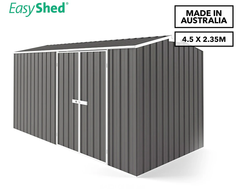 EasyShed 4.5x2.35m Double Door Tall Truss Roof Garden Shed - Slate Grey