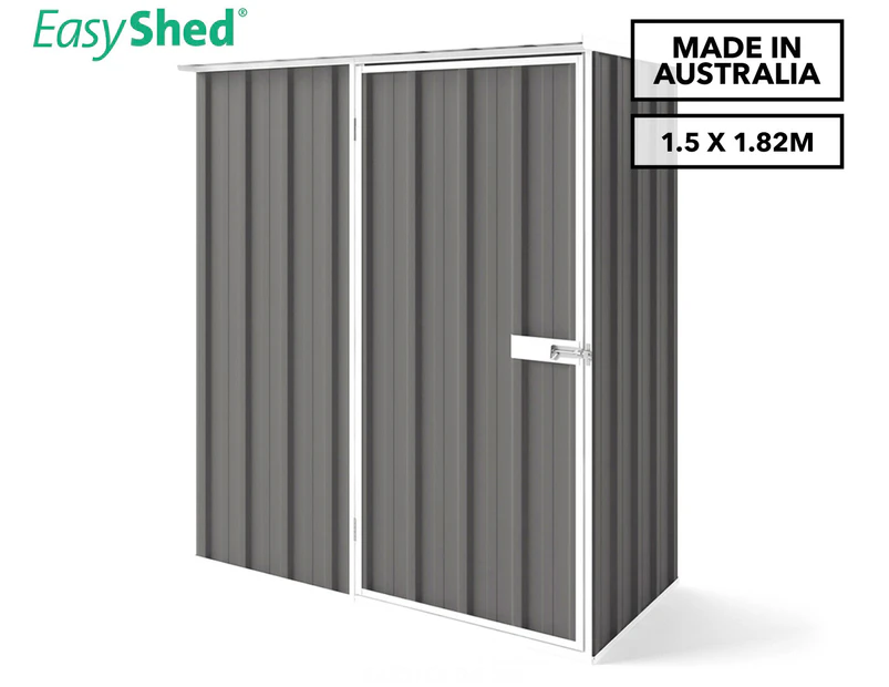 EasyShed 1.5x1.82m Single Door Flat Roof Garden Shed - Slate Grey