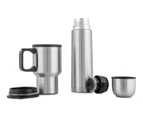 Gourmet Kitchen Vacuum Flask & Mug Set - Stainless Steel/Black
