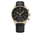Swiss Military Men's 41mm SM34012.10 Leather Watch - Black/Gold 1