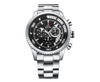 Swiss Military Men's 44mm SM34042.01 Stainless Steel Watch - Black/Silver