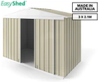 EasyShed 3x2.1m Gable Roof Slider Garden Shed - Smooth Cream