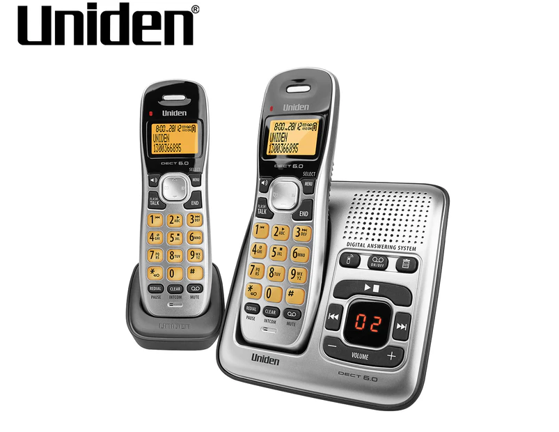 Uniden DECT 1735 + 1 Cordless Digital Phone System w/ Power Failure Backup - Silver/Black