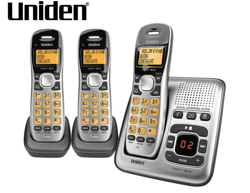 Uniden DECT 1735 + 2 Cordless Digital Phone System w/ Power Failure Backup