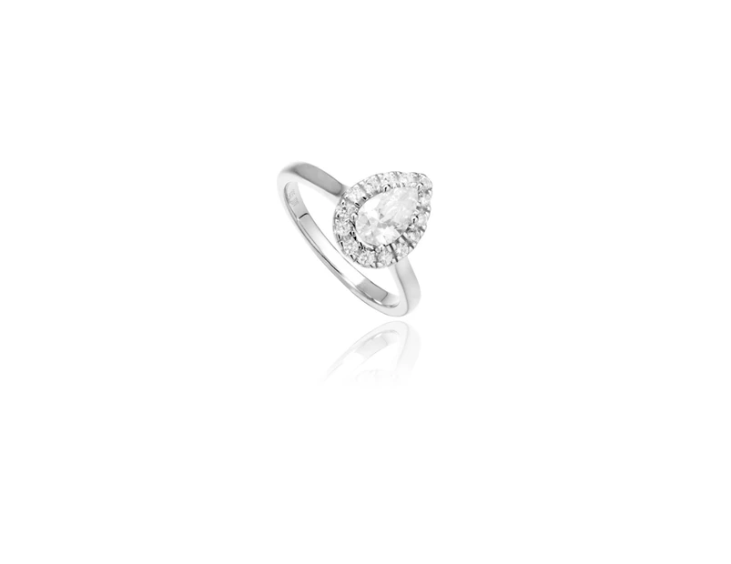 Halo Pear Cut Engagement Ring