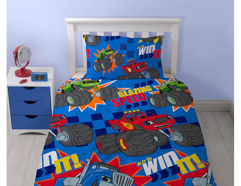 Blaze & The Monster Machines Reversible Single Bed Quilt Cover Set - Multi