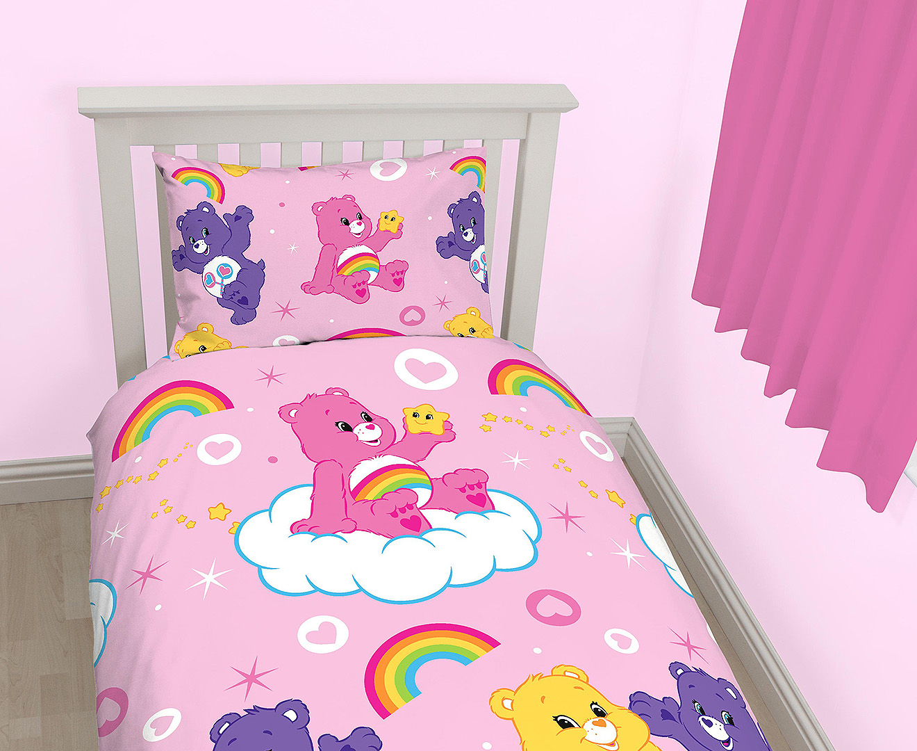 Care Bears Reversible Single Bed Quilt Cover Set - Pink/Multi ...