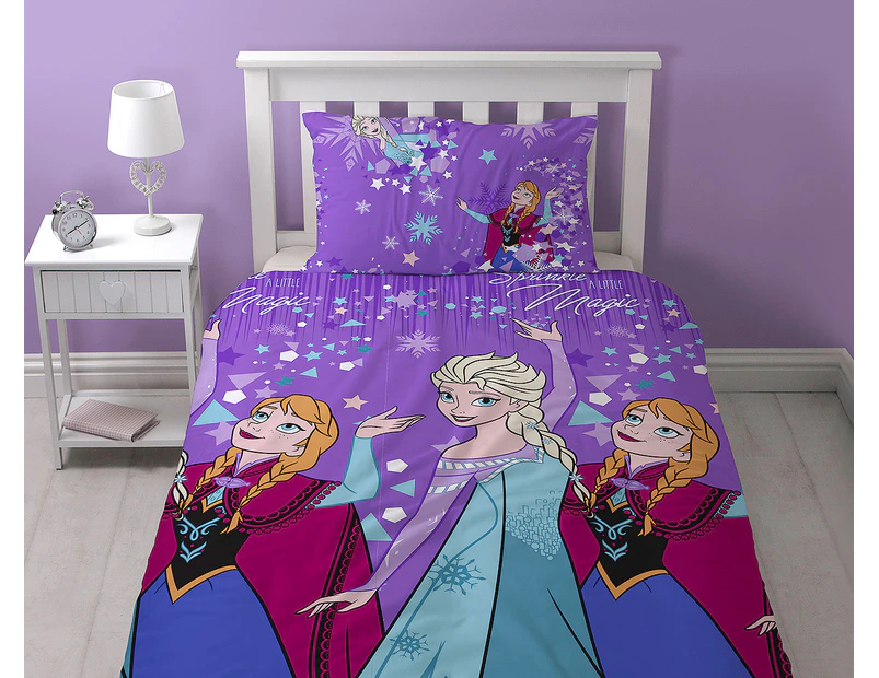 Frozen Reversible Single Bed Quilt Cover Set - Purple/Multi