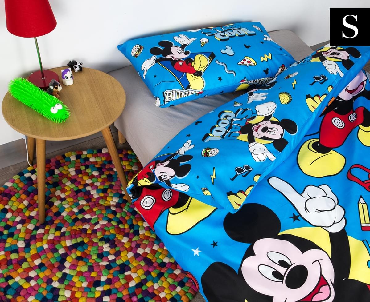 Disney Mickey Mouse Reversible Single Bed Quilt Cover Set - Multi
