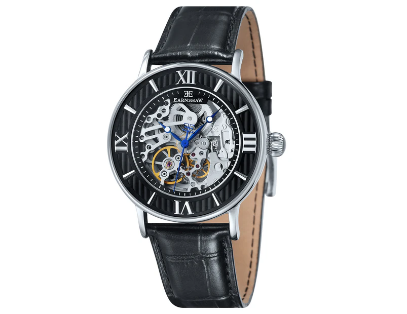 Thomas Earnshaw Men's 42mm Darwin Leather Watch - Skeleton/Black