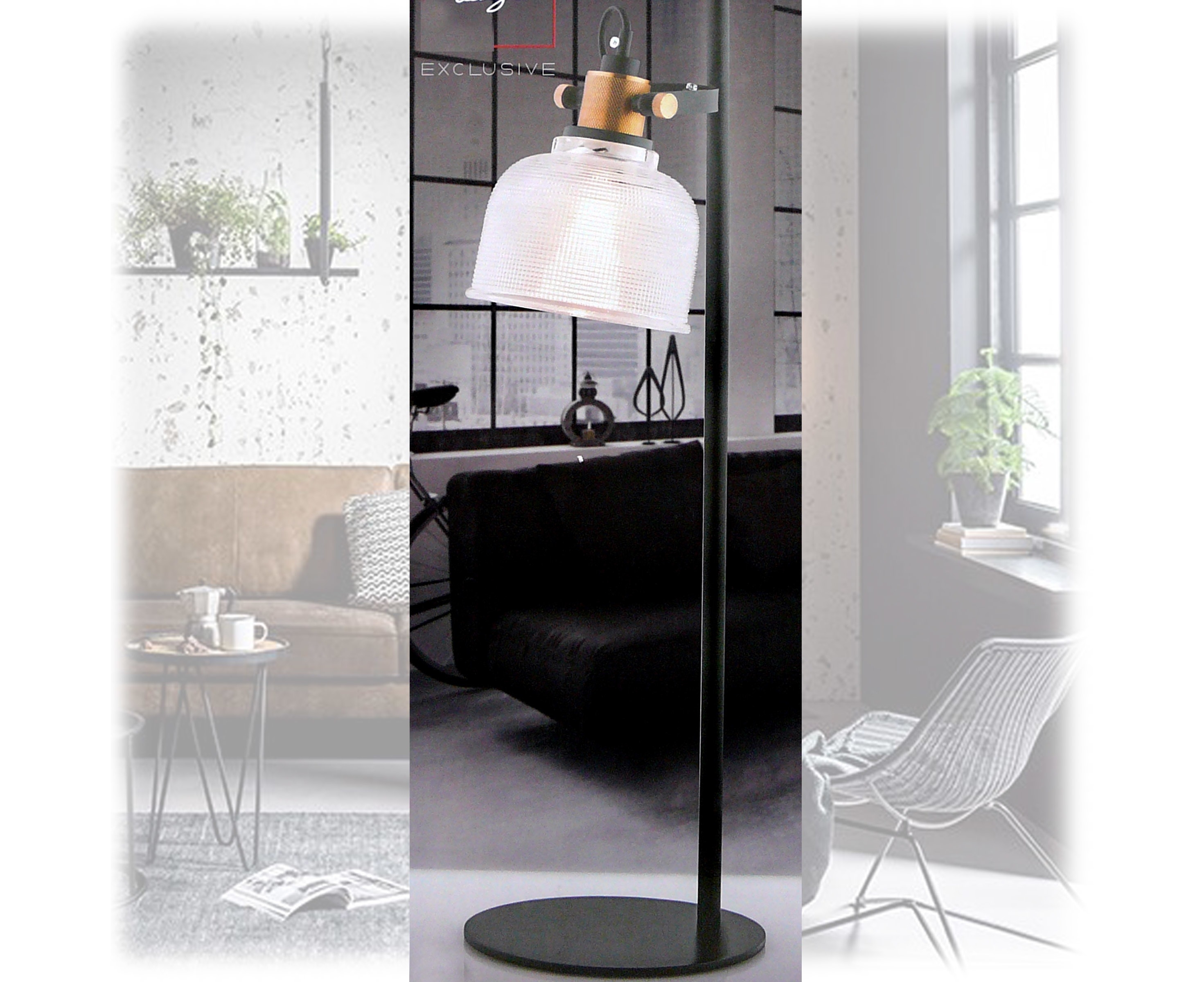 Sian Retro Industrial Design Table Lamp 65cm Black  / Brass