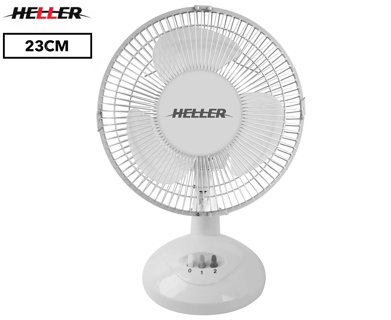 Heller 23cm Compact Adjustable Cooling Home/Office Desk Fan 20W - White