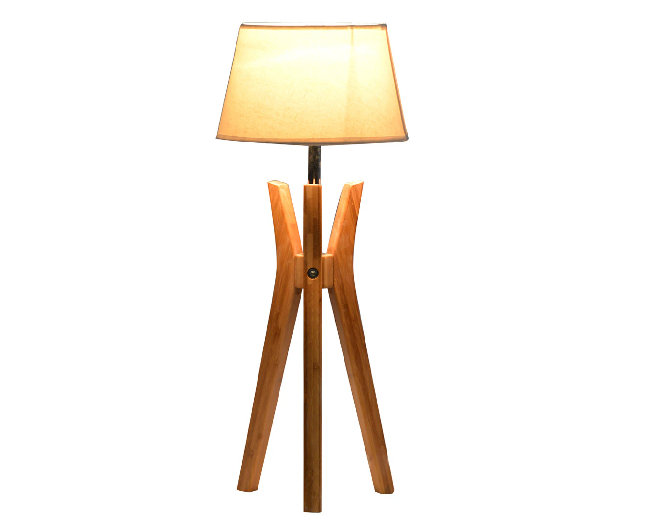 New Oriental Tripod Table Lamp w/ White Shade - Natural 