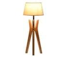 New Oriental Tripod Table Lamp w/ White Shade - Natural  1