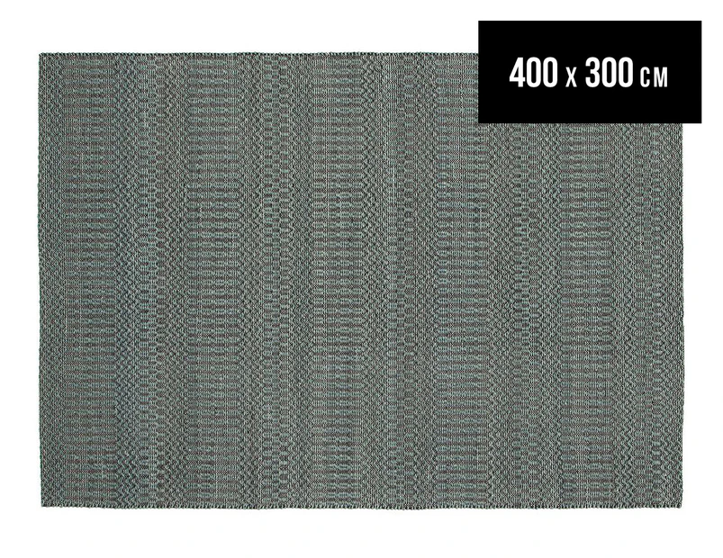 Rug Culture 400x300cm Hand Loomed Flatweave Rug - Blue/Black