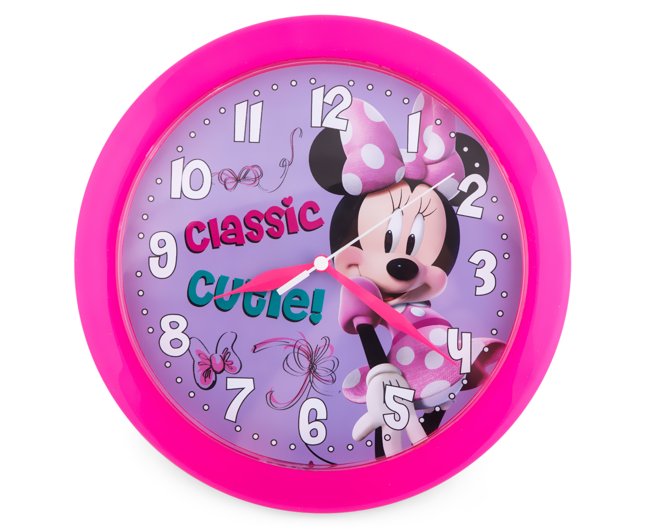 Minnie Mouse Bowtique 25cm Round Wall Clock - Pink/Multi | Catch.co.nz