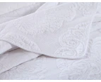 Luxury Quilted 100% Cotton Coverlet / Bedspread Set King / Super King Size Bed 250x270cm Damask White