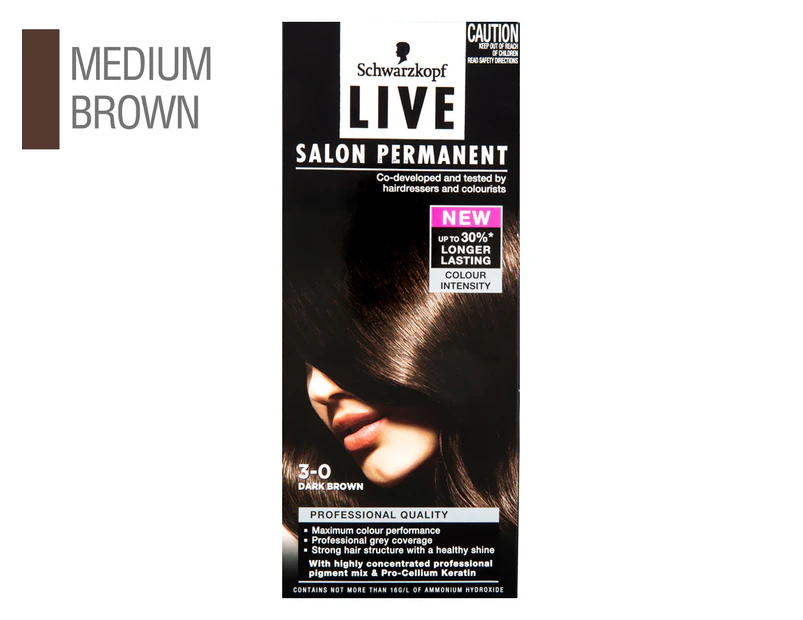 Schwarzkopf Live Salon Permanent Hair Colour Kit - #3-0 Dark Brown