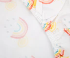 The Peanut Shell Rainbow Fitted Cot Sheet - Coral/Multi