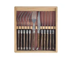 Chateau 12 Piece Cutlery Set Laguiole Inspired Steak Knife and Fork Wood Colour
