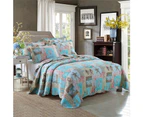 Luxury Quilted 100% Cotton Coverlet / Bedspread Set Queen King Size Bed 230x250cm Ocean